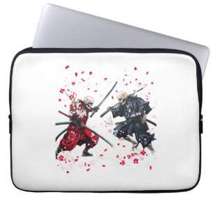 Skull Samurai Duel Laptop Sleeve