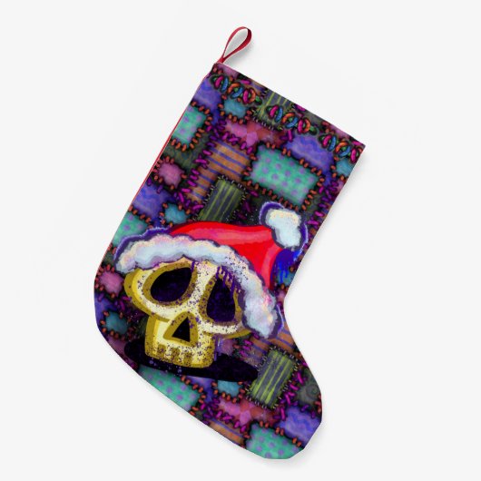 Skull Santa Scary Kerstmis Kleine Kerstsok (Voorkant (Hangend))