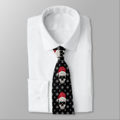 Skull Santa Snowflakes Black Stropdas (Gebonden)