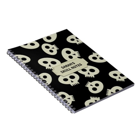 Skull School Notes Zwart gepersonaliseerd Notitieb Notitieboek (Rechterzijde)