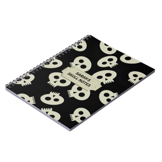 Skull School Notes Zwart gepersonaliseerd Notitieb Notitieboek (Linkerzijde)