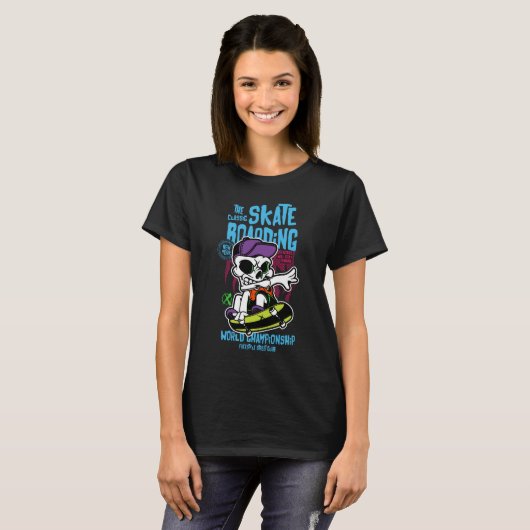 Skull Skater Champ - Skateboarding Lover T-shirt (Voorkant volledig)