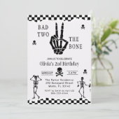 Skull Skeleton Bad to the Bone 2nd Birthday Kaart (Staand voorkant)