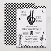 Skull Skeleton Bad to the Bone 2nd Birthday Kaart (Voorkant / Achterkant)