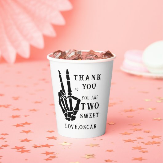 Skull Skeleton Bad to the Bone 2nd Birthday  Papieren Bekers (Insitu)