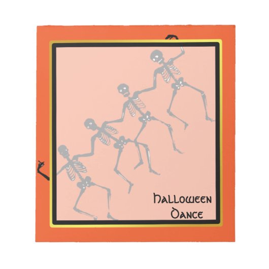 Skull Skeleton Deance Halloween Gold boarder Notitieblok (Voorkant)