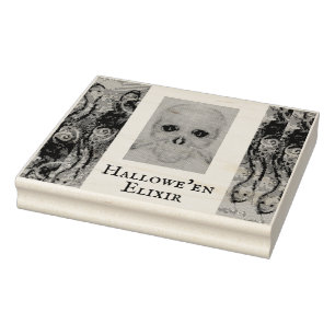 Skull Skeleton Halloween Death Maureen Girard Pla Rubberstempel