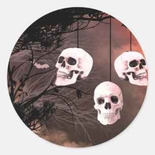 Skull Skeleton Halloween Party Dark Night Ronde Sticker