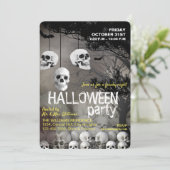 Skull Skeleton Halloween Party Freaky Night Kaart (Staand voorkant)