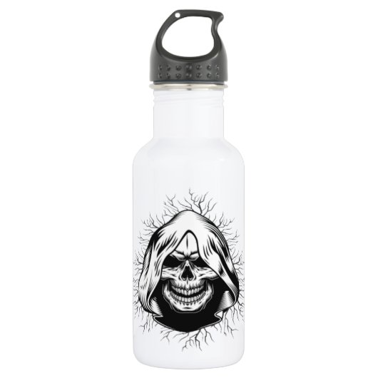 Skull Skeleton Halloween Water Fles (Voorkant)