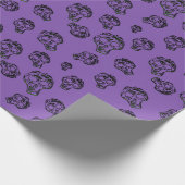 Skull Sketch Halloween Pattern | Zwart-Paars Cadeaupapier (Hoek)