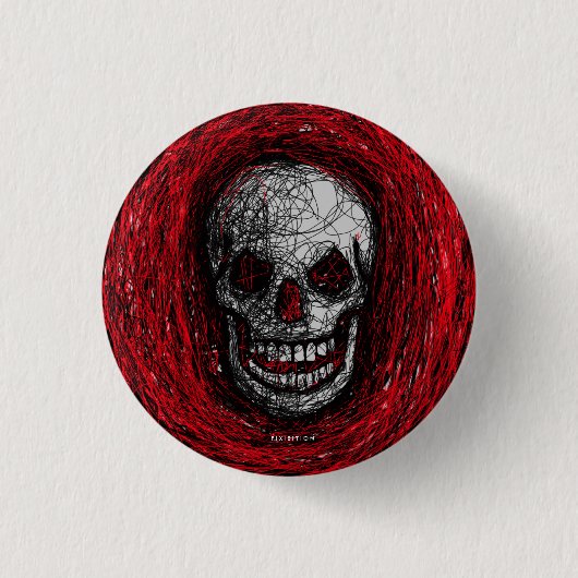 Skull Smile Button Red Scratch (Voorkant)