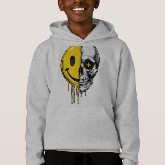 Skull Smiley Drip Hoodie – Street Art Bold Desig (Devant)