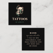Skull Snake Gothic Style Tattoo Artist Minimalist Vierkante Visitekaartje (Voorkant / Achterkant)