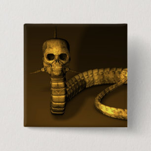 Skull Snake Vierkante Button 5,1 Cm