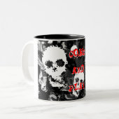 Skull Specters B&W "Komaan en spelen!" mok met twe (Voorkant links)