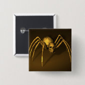 Skull Spider Vierkante Button 5,1 Cm (Voorkant /achterkant)