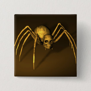 Skull Spider Vierkante Button 5,1 Cm