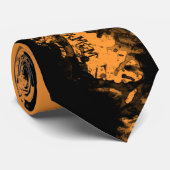 Skull Splatter Stropdas in Oranje Halloween (Opgerold)