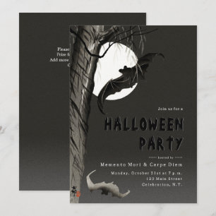 Skull Spooky Halloween Party Invitation Kaart