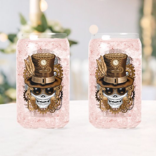Skull Steampunk Voodoo Retro Machine Blikvorm Glas (Insitu (Huwelijk))