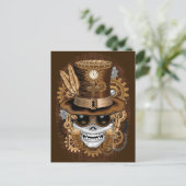 Skull Steampunk Voodoo Retro Machine Briefkaart (Staand voorkant)