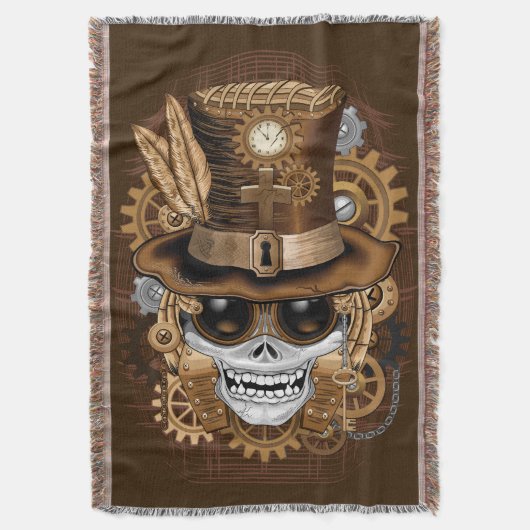 Skull Steampunk Voodoo Retro Machine Deken (Voorkant Verticaal)