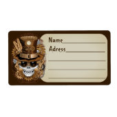 Skull Steampunk Voodoo Retro Machine Etiket (Voorkant)
