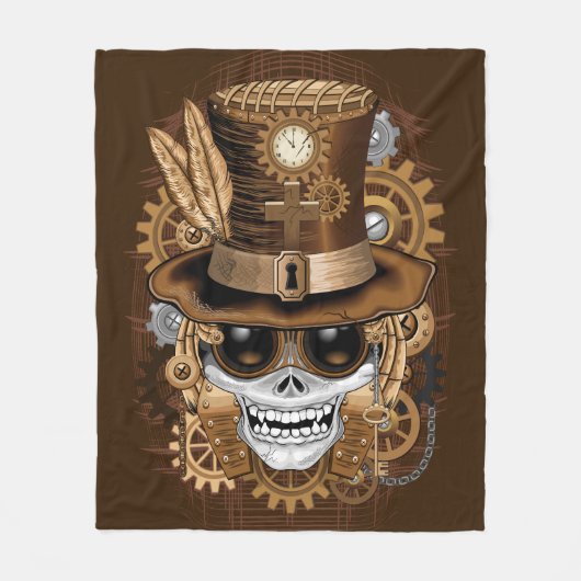 Skull Steampunk Voodoo Retro Machine Fleece Deken (Voorkant)