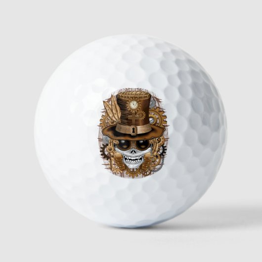 Skull Steampunk Voodoo Retro Machine Golfballen (Voorkant)