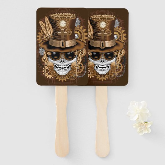 Skull Steampunk Voodoo Retro Machine Handwaaier (Voorkant en achterkant)