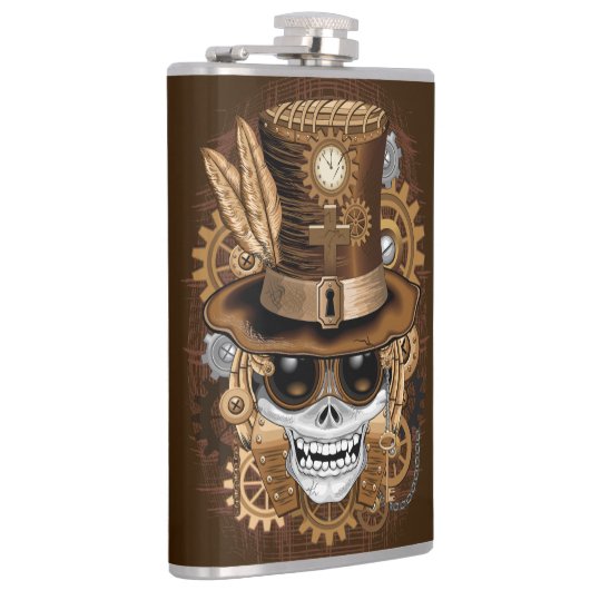 Skull Steampunk Voodoo Retro Machine Heupfles (Rechts)