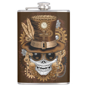 Skull Steampunk Voodoo Retro Machine Heupfles