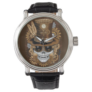 Skull Steampunk Voodoo Retro Machine Horloge