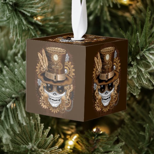 Skull Steampunk Voodoo Retro Machine Kubus Ornament (Boom)