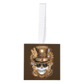 Skull Steampunk Voodoo Retro Machine Kubus Ornament (Voorkant)