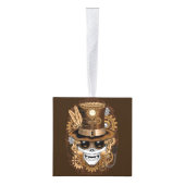 Skull Steampunk Voodoo Retro Machine Kubus Ornament (Rechts)
