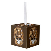 Skull Steampunk Voodoo Retro Machine Kubus Ornament (Achter hoekig)