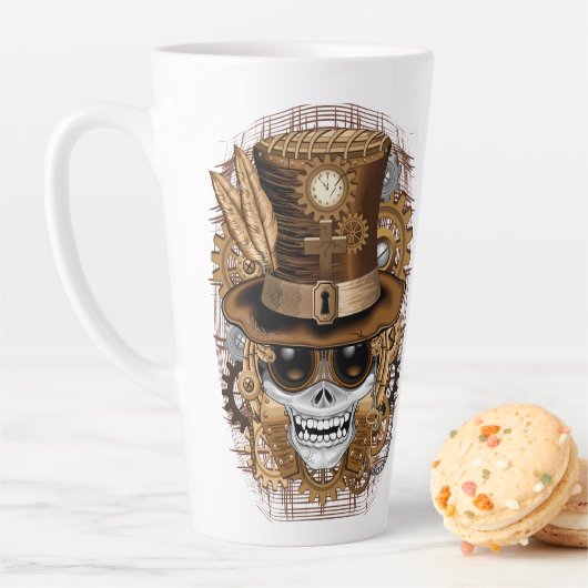 Skull Steampunk Voodoo Retro Machine Latte Mok (In situ)