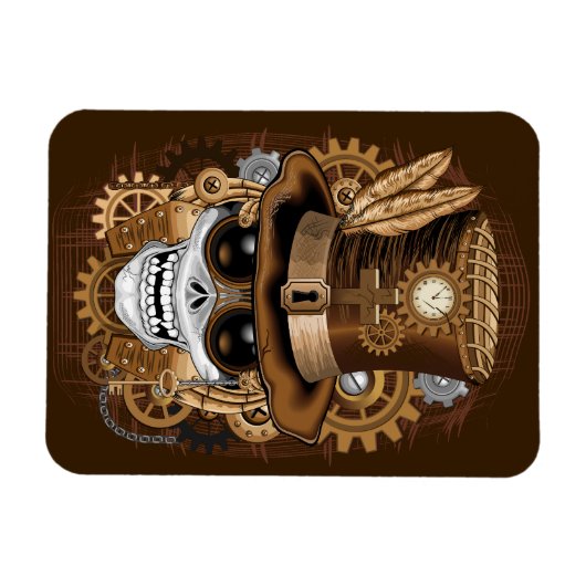 Skull Steampunk Voodoo Retro Machine Magneet (Horizontaal)