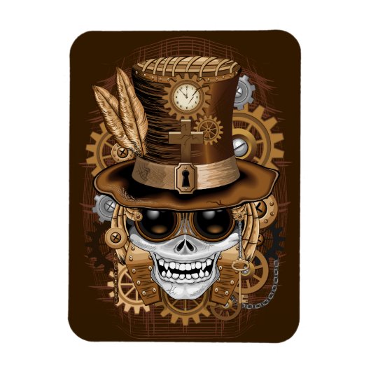 Skull Steampunk Voodoo Retro Machine Magneet (Verticaal)