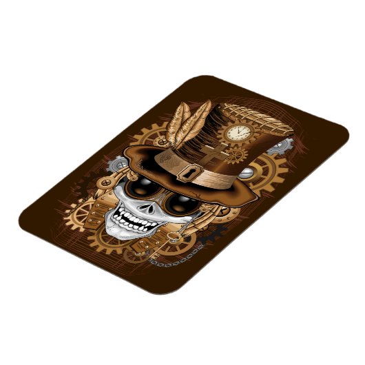 Skull Steampunk Voodoo Retro Machine Magneet (Linkerzijde)