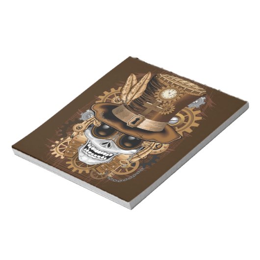 Skull Steampunk Voodoo Retro Machine Notitieblok (Gedraaid)