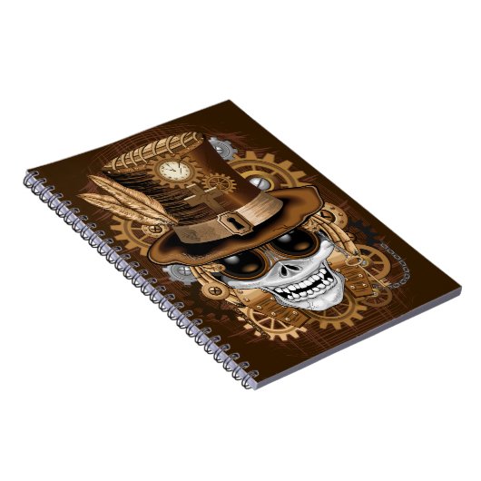 Skull Steampunk Voodoo Retro Machine Notitieboek (Rechterzijde)