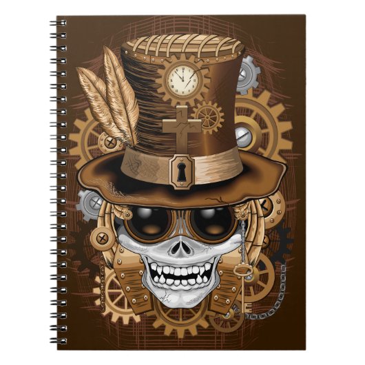 Skull Steampunk Voodoo Retro Machine Notitieboek (Voorkant)