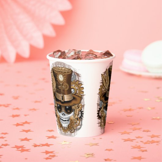 Skull Steampunk Voodoo Retro Machine Papieren Bekers (Insitu)