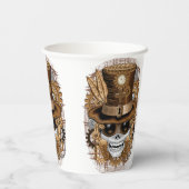 Skull Steampunk Voodoo Retro Machine Papieren Bekers (Achterkant)