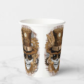 Skull Steampunk Voodoo Retro Machine Papieren Bekers (Rechts)