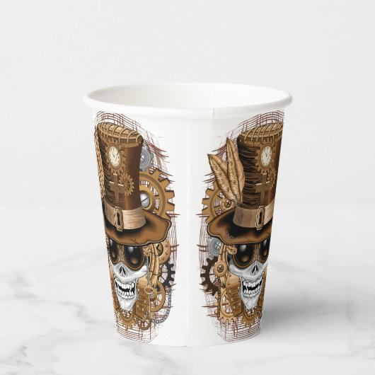 Skull Steampunk Voodoo Retro Machine Papieren Bekers (Rechts)