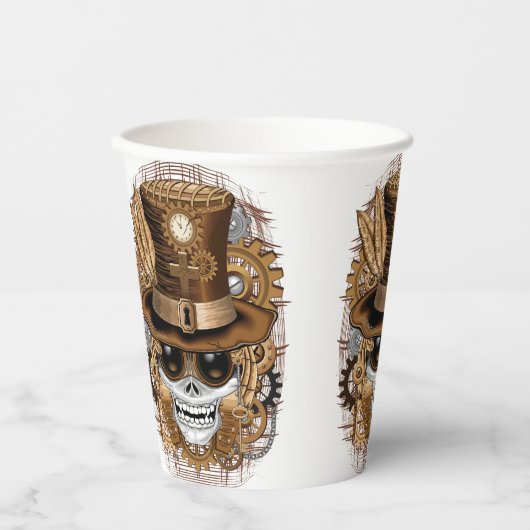 Skull Steampunk Voodoo Retro Machine Papieren Bekers (Voorkant)